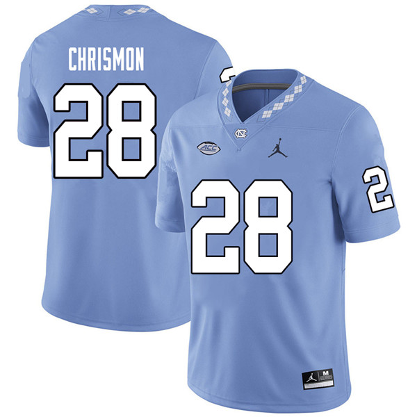 Jordan Brand Men #28 Austin Chrismon North Carolina Tar Heels College Football Jerseys Sale-Carolina